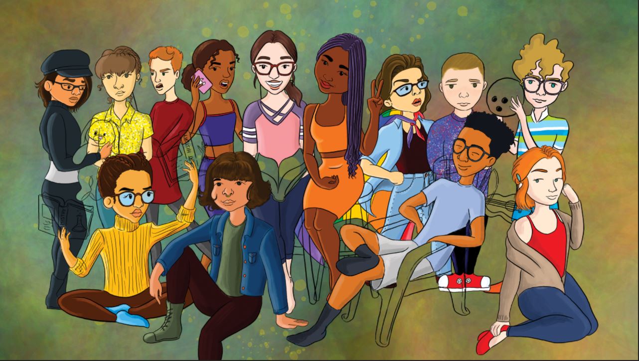 The cast of DISCONNECTED, drawn by Teaching Artist Khalif J. Gillett.